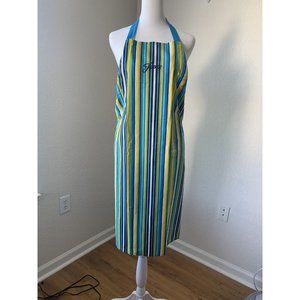 FiestaWare Apron Calypso Fashion Kitchen Utility Stripe Blue Yellow Fiesta NWOT